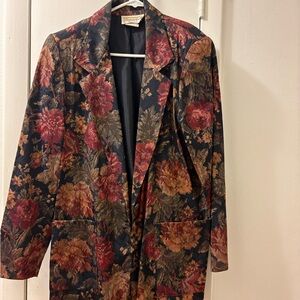 Soprano Floral Jacquard Blazer in Black with Red & Gold Floral